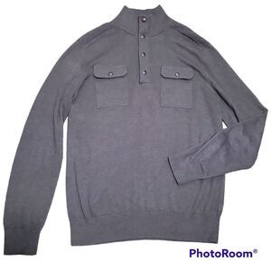 BANANA REPUBLIC GRAY/BROWN POPOVER SWEATER - L